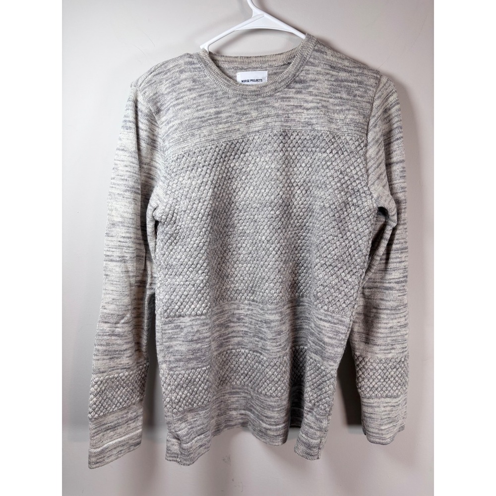 Norse Projects Men Grey Bubble Crew Textured Knit Sweater N45-0232 Size Small